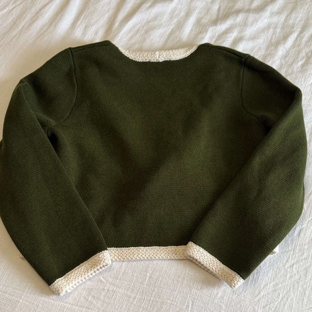NWT Sezane Olive Jacket with Cream Accents - Picture 7 of 7